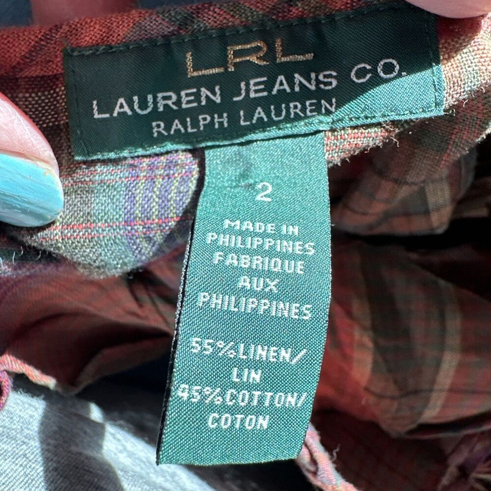 NWT LRL Lauren Jeans Co Size 2 Plaid Smocked Waist Dress $149 - Picture 8 of 8